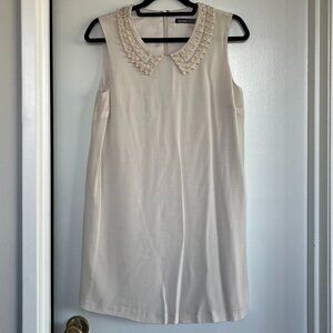 Pearl and Beaded Neckline Mini Dress